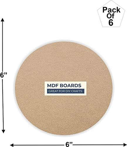 saipriya Round MDF Boards for Crafts, 15.2 x 15.2 cm, 6 Pieces, DIY Art and Craft Wood Sheets