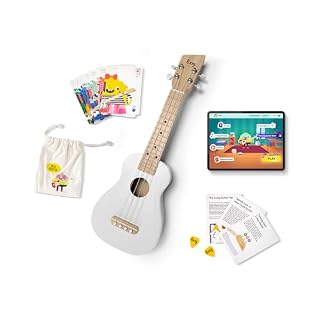 Loog Wood Soprano Ukulele for Kids & Beginners, App & Lessons, All Ages (White) - Les Beatles, Paul McCartney, John Lennon, RIngo Starr, George Harrison