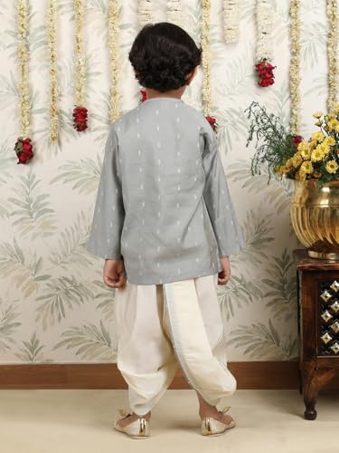 Image of POLKA TOTS Pure Cotton Traditional Dhoti Kurta Set for Baby Boys, Toddlers & Kids | Soft and Breathable Cotton Ethnic Dress for Festivals and Weddings | Traditional Elegant Indian Festive Clothing