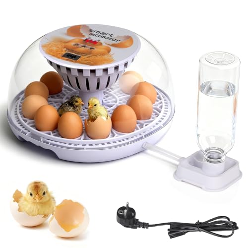 EFUTURETIME Incubadora Automática para Huevos de Gallina, Aparato Incubador para Hasta 12 Huevos con Volteo Automático, Regulación de Temperatura