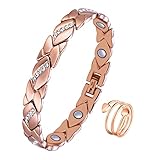 Jeracol magnetische Armbänder und magnetische Ringe für Damen, Titanstahl, funkelndes Kristall-Magnetarmband und Kupfer-Liebesherzform, magnetischer Ring