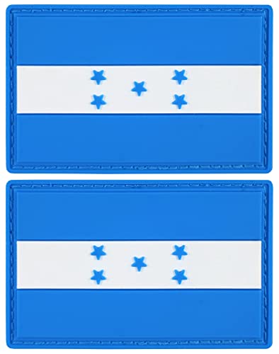 JBCD Honduras Flag Patch Honduran Tactical Patch - PVC Rubber Hook and Loop Fastener Patch, 2 Pack