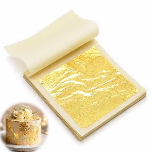 Synkris 30 hojas de oro auténtico de 24 quilates decorativas para tartas 6