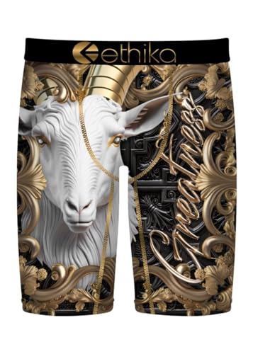 Ethika Men’s Boxer Brief, Knee Length, 4-Way Stretch Performance Underwear with Graphic Prints - Wildest