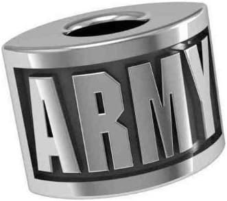 College Jewelry United States Army Sterling Silver Antiqued Bead Fits Most European Style Charm Bracelets