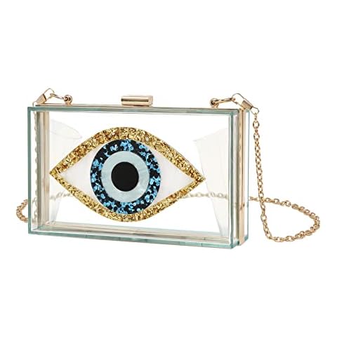 Evil Eye Acrylic Clutch Glitter Purse Evening Bag Chain Shoulder Crossbody Handbags clutch purses for women (8568-LT GREEN), Green 006 Cover