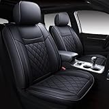 Huidasource Grand Cherokee Seat Covers, 2 Pieces Waterproof Leather Customized Car Seat Cushion Covers Protectors Compatible with Jeep Grand Cherokee 2011-2022 (2Pcs Front/Black)
