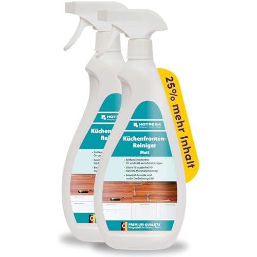 HOTREGA Küchenfronten Reiniger Matt 1500 ml | Für matte Küchenfronten und empfindliche Oberflächen | Entfernt Fingerabdrücke & Alltagsschmutz