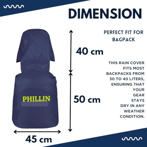Image of Rain Cover for Backpack with Elastic Adjustable and Carrying Pouch Dustproof Waterproof Laptop Bag Protector Travel Accessories 35-45 Liter Hoddy Style (Navy Blue)