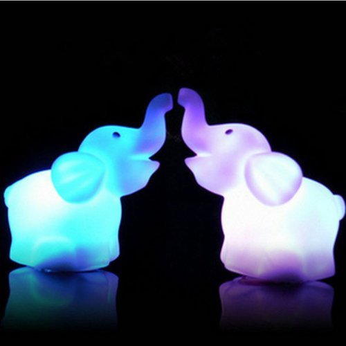 Zjskin 1 Pair (2pcs) Elephant LED Night Light with Battery