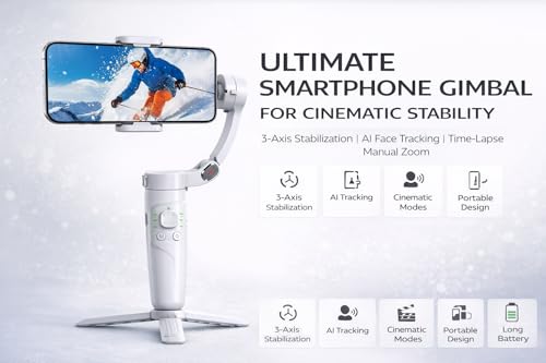 Image of RD Telinet Steady GM-260 3-Axis Smartphone Gimbal Stabilizer (White)