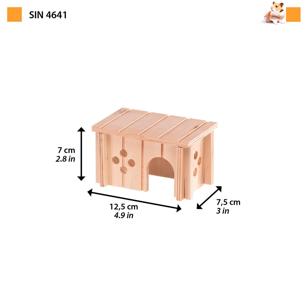 Ferplast SIN 4641 domek dla chomika z płaskim dachem i otworami wentylacyjnymi, zestaw montażowy, 12,5 x 7,5 x wys. 7 cm, SIN 4641