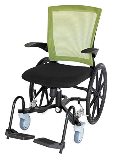 Daily Indoor Wheelchairs for Adults (Green) - FLUX Dart Narrow Wheelchair w/Footplates for Comfort & Convenience â€“ Universal Lockability Arm Rest Wheelchairâ€“ Porous Fabric Office, House Wheelchair