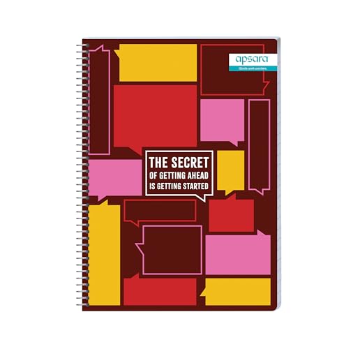 Image of Apsara 5 Subject Spiral Notebook, 506 Pages, Pack of 1, Single Line, 60 GSM - 29.7 cm x 21 cm, Soft Cover Notebook for School, College Students, Exam Preparation & Professionals, Design May Vary