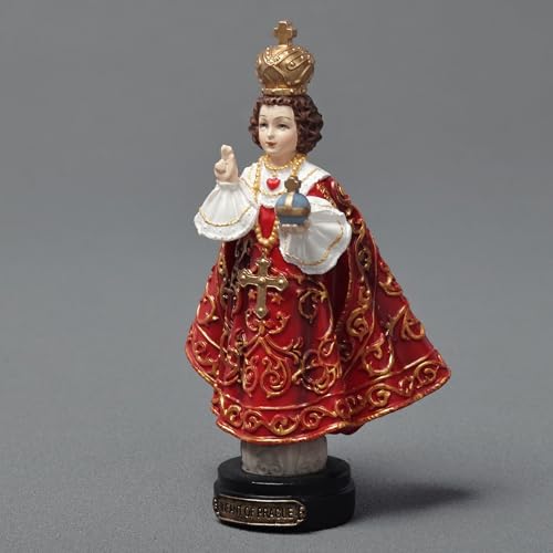 Estatua El Niño Jesús de Praga 3.38 pulgadas polyresina pintada miniatura 2