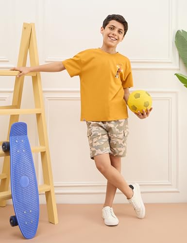 Image of Amazon Brand - Symbol Boys 100% Cotton Oversized Graphic Printed Half Sleeves T-Shirt | Age 6-14 Years