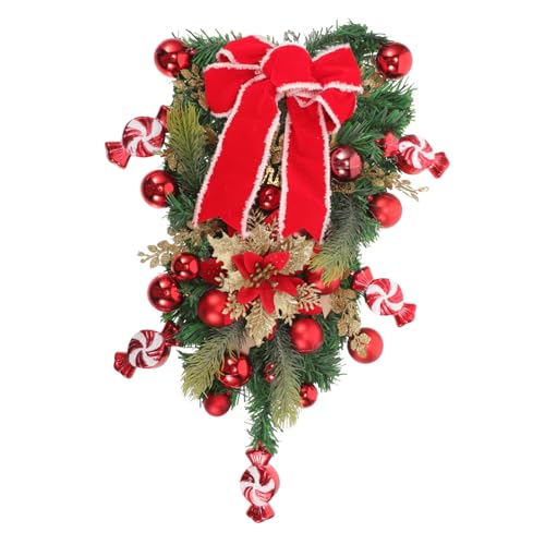 Cabilock Christmas Teardrop Swag Wreath Pendant Elegant Xmas Tree Decorations Beautiful Hanging Ornament for Indoor Outdoor Home Decor for Holiday Atmosphere