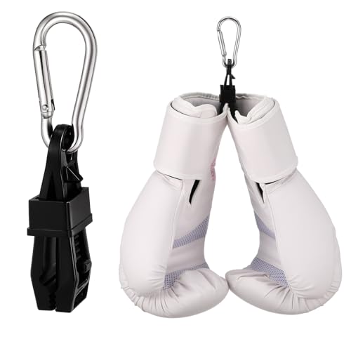 Novabright 1 Pc Boxing Glove Clip Holder with Carabiner Heavy-Duty No-Slip Clamp for Hanging MMA Muay Thai and Boxing Gloves on Backpacks or Gym Bags Quick-Dry Carrying Hook for Training Gear, Black