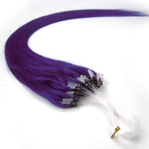 18'' Remy Loops Micro Rings Beads Tipped Human Hair Extensions 17colors for Your Best Selection (lila)