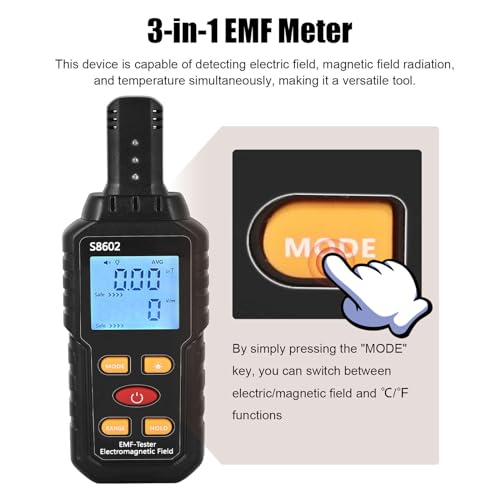 Detector de Radiación Eléctrica 3 en 1 Medidor EMF miniatura 5