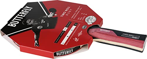 Butterfly Raqueta de Ping Pong Timo Boll Ruby | Cubierta Pan Asia certificada por ITTF para competición con Esponja de 1,8 mm | para Jugadores ambiciosos del Club