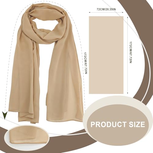 24 Pack Chiffon Hijabs Head Scarf for Women Lightweight Breathable Solid Color Soft Chiffon Hijab Long Fashion Scarves Shawls Wrap for Muslim Women, 67 × 28 Inch2