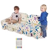 HOMBYS Doodle & Play Modular Kids Couch, 10PCS Toddler Play Couch with DIY Foam Pieces, Washable PU Leather...