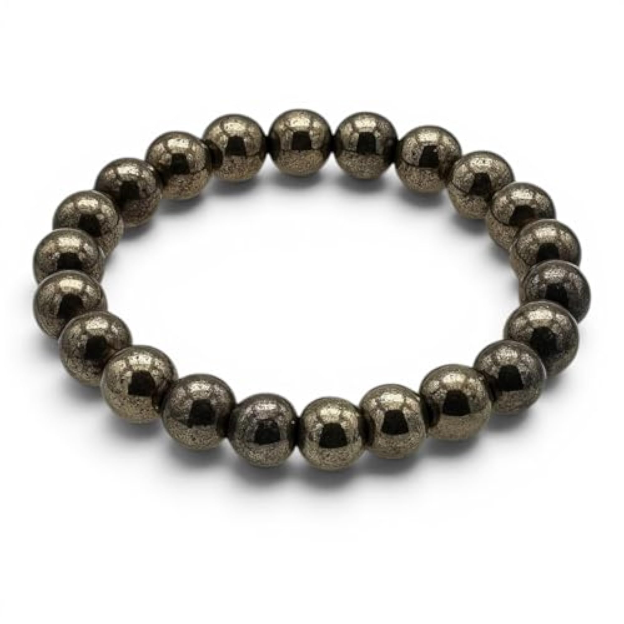 Raw Pyrite Protection Bead Bracelet, Unisex Confidence & Strength