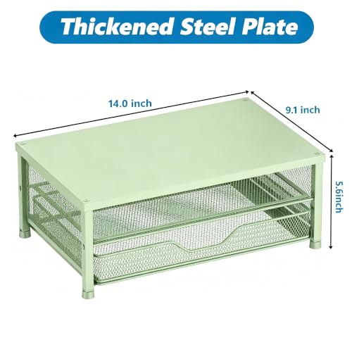 Image of OPNICE Computer Monitor Stand Riser, Desk Organizer with Drawer, Printer & Laptop Stand, Office Desk Accessories & Workspace Desktop Organizers Storage for Office Supplies(Green)