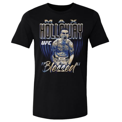 500 LEVEL UFC Max Holloway Bitmap Men's Cotton T-Shirt (Black, L)