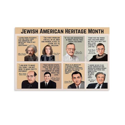 Generic Jewish American Heritage Month Quotes Poster Canvas Painting Wall Art Poster for Bedroom Living Room Decor 18x12inch(45x30cm) Unframe-style