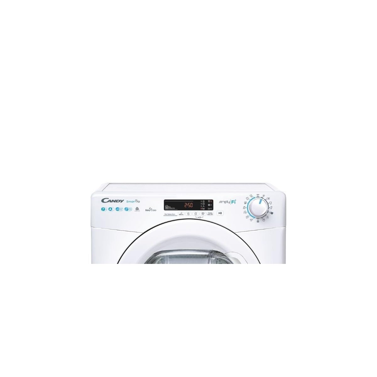 Candy Smart CSO4 H7A1DE-S Asciugatrice Slim a Pompa di Calore, 7 Kg, Wi-Fi + Bluetooth, Programma Stiro Facile, Libera Installazione, 60x46.5x85 cm, Bianco, Classe A +