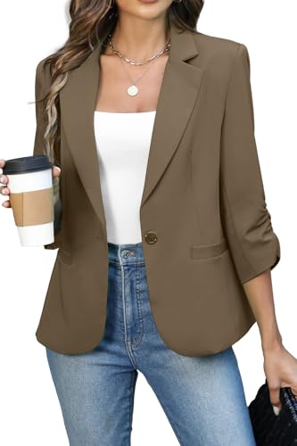 ELLEVEN Womens Blazer Business Casual Suit Jacket Slim Fit Fitted