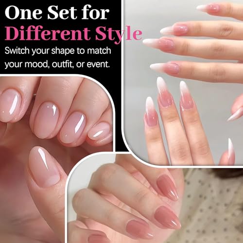 Image of 450 Pcs Almond Nail Tips Extra Short Short Medium
