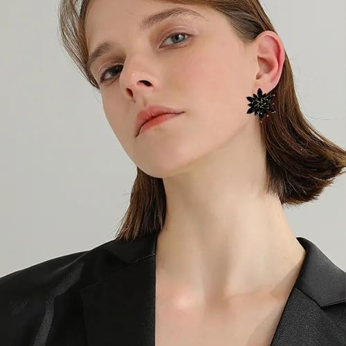 Crystal Flower Burst Stud Earrings Large Big Sparkly CZ Cubic Rhinestone Floral Cluster Flower Stud Earrings Bridal Wedding Party4