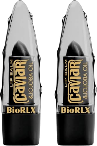 BioRLX 99% Purity Aloe Vera Lip Balm - Natural Moisturizing Unisex Lip Care for Hydrated and Radiant Lips (Caviar & Jojoba Oil, 0.12 Ounce (Pack of 2))