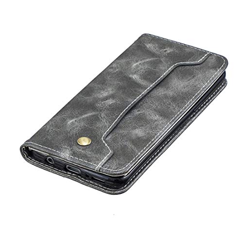 Capook com suporte, compartimentos para cartão e carteira (cinza), para Galaxy S9 Cobre fivela Nappa