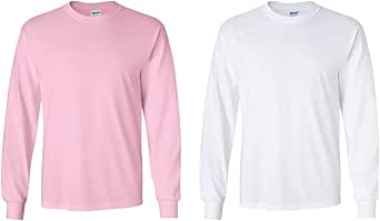 Gildan Men's Heavy Cotton Long Sleeve T-Shirt 2-Pack - Style G5400, XL White & Black