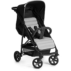 Twistshake Carrito hauck Rapid 4 Silla de paseo 25 kg, Carrito Bebe desde el Nacimiento, Silla Paseo Ligera, Cochecito Bebe Reclinable, Arnés, Capota XL, Cesta Grande, Caviar/Silver