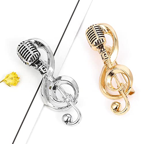 Image of Music Note Brooch for Creative Microphone Brooch Music Note Enamel Pins Alloy Bag Clothes Lapel Pin Jewelry Decor Gift for Women Men Boy G