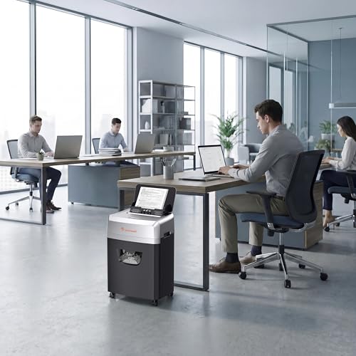 Bonsaii Aktenvernichter mit Automatik-Zuführ für 160 Blätter, P-4 Kreuzschnitt, 60 Min Dauerbetrieb, 23 Liter Abwurfbox, für den Bürogebrauch C290-A