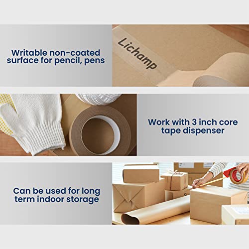Lichamp Brown Packing Tape, Kraft Paper Tape Brown Gummed Tape For Packing Boxes, Shipping Cardboard And Carton Sealing, 6 Rolls X 2 Inch X 55 Yard X 7 Mil, B206Bn #TOP4