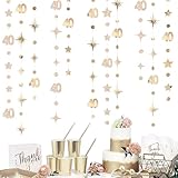 Champagne Gold 40th Birthday Decorations Number 40 Circle Dot Twinkle Star Garland Streamer Banner Backdrop for Women Mens Cheers to 40 Years Old Birthday Happy 40th Anniversary Party Supplies - Image 1