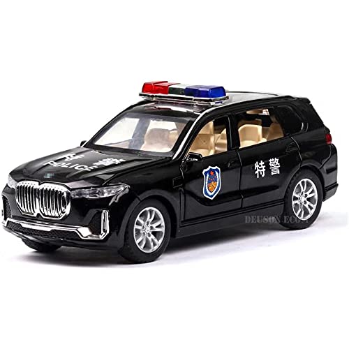 Image of 132 X5 Police Toy Car Diecast Metal Car Light Sound Pullback Openable Door,multicolor