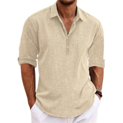 Chemise homme décontractée en coton léger style haut hippie ample à manches longues pour l'été