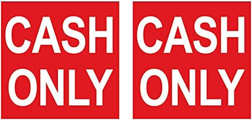 4 Less Co 2 Pack - 6inch Inch Cash ONLY Sign Sticker Business Store Window Decal 10x6 Inch 10x6
