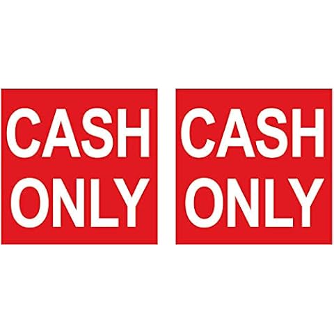 4LessCo 4 Less Co 2 Pack - 6inch Inch Cash ONLY Sign Sticker Business Store Window Decal 10x6 Inch 10x6 Cover