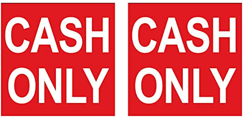 4LessCo 4 Less Co 2 Pack - 6inch Inch Cash ONLY Sign Sticker Business Store Window Decal 10x6 Inch 10x6
