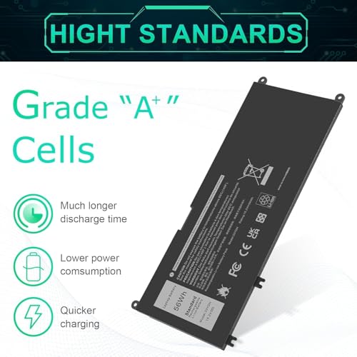 Image of 33YDH 56WH Laptop Battery for Dell Inspiron 17 7000 7778 7779 7786 7773 15 7577 G3 3579 3779 G5 5587 G7 7588 Latitude 13 3380 14 3490 15 3590 3580 PVHT1 P30E 81PF3 081PF3 (33YDH)
