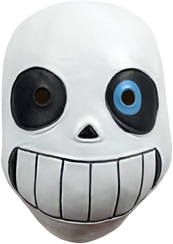 Undertale Sans Skull Face Latex Headgear Mask, Halloween Full Head Skull Mask, Skeleton Scary Masks Creepy Headgear Ghost Masquerade Cosplay Party Props